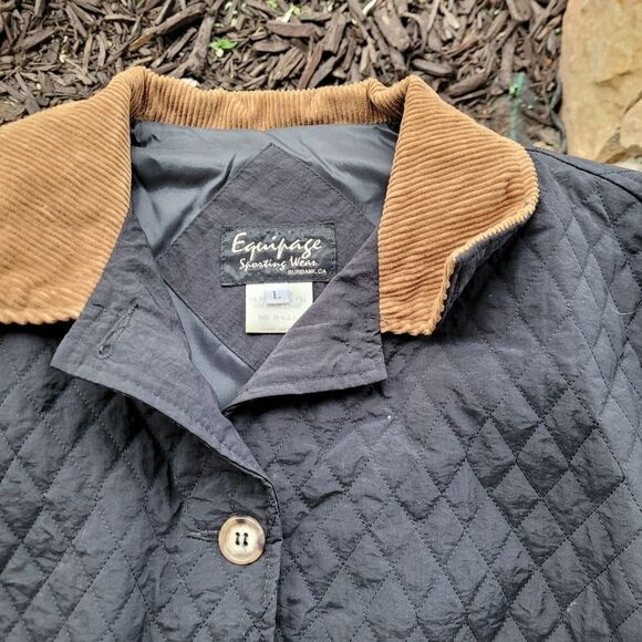 Equipage Quilted Riding Coat Jacket with Corduroy Details - Picture 6 of 6